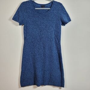 Theory  Women Knit Sweater Dress Size M 100% Wool Short Sleeve Preppy City